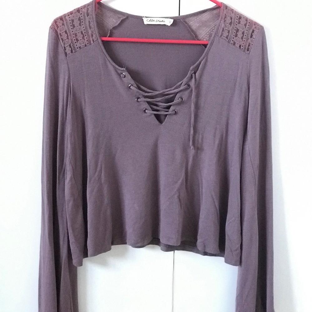 Lavender lace-up long sleeve
